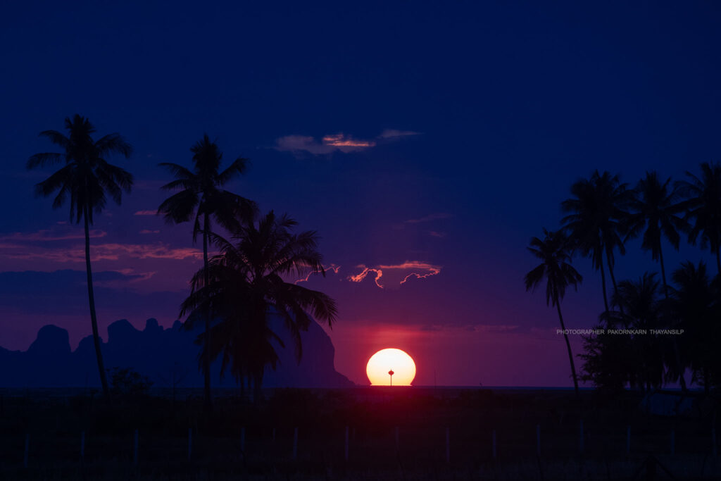 Spectacular sunsets, like this deep purple, are frequently experienced on Ko Sukorn, another of Trang's 'living' islands.