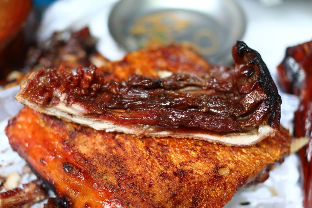 Nationally renown roast pork (moo yang) specialty of Trang, Thailand.